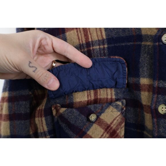 Vtg 70s 80s Streetwear Mens Medium Wool Blend Knit Collared Button Shirt Plaid - Picture 4 of 11